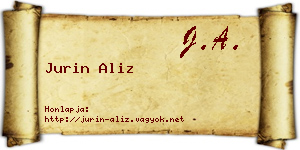 Jurin Aliz névjegykártya